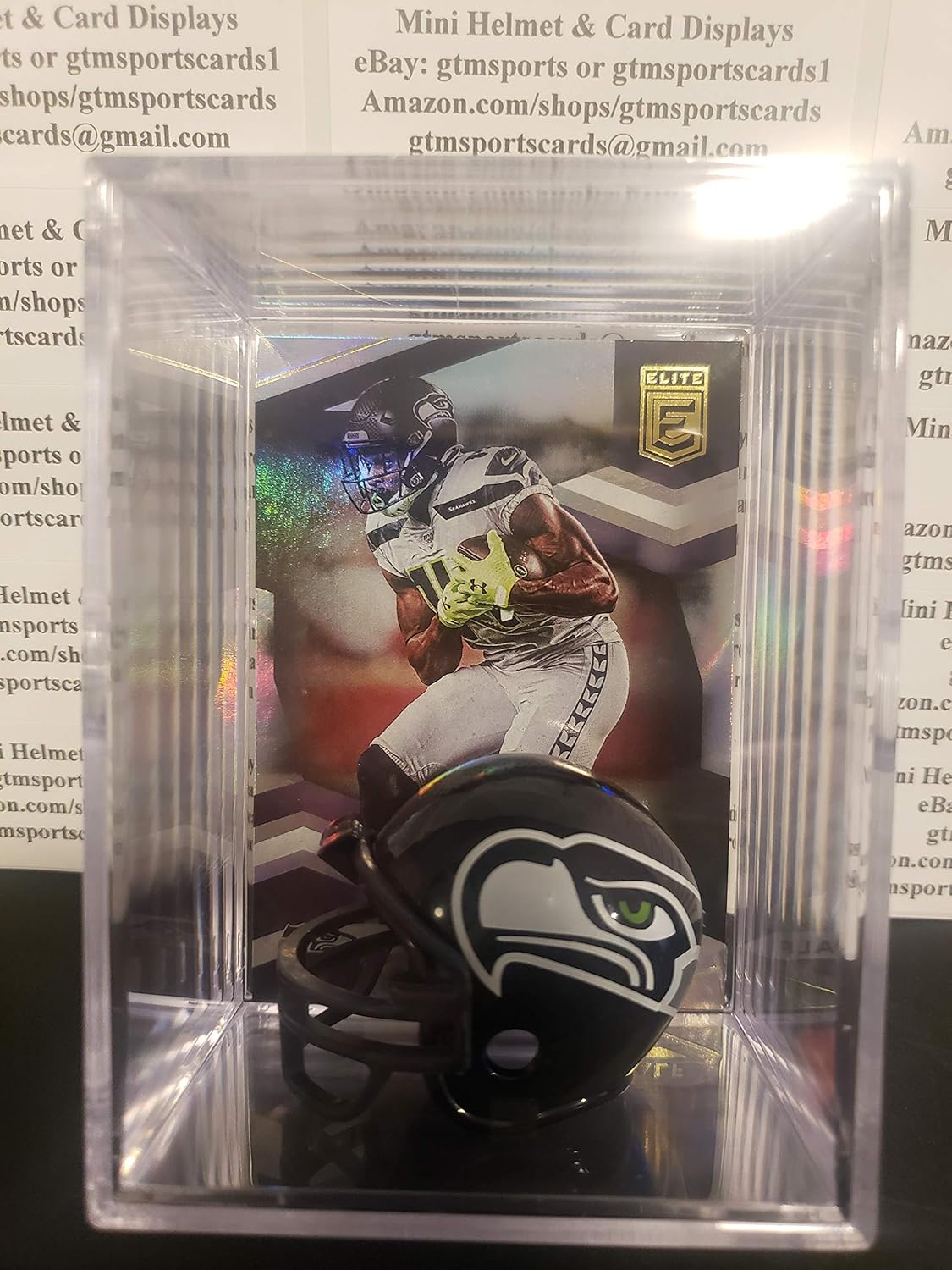 DK Metcalf Seattle Seahawks Mini Helmet Shadowbox Display Case with Collectible Autograph Card