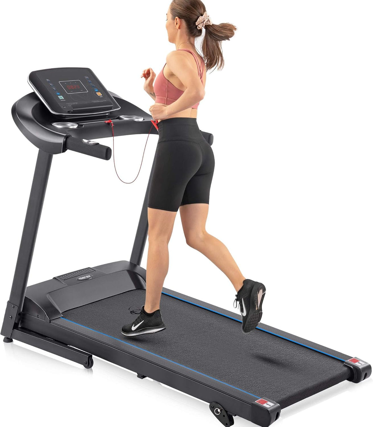Merax Folding Electric Treadmill with 3.5HP Motor, 10MPH Top Speed, Large Running Surface, 12 Programs, Incline, Speakers, LCD and Pulse Monitor