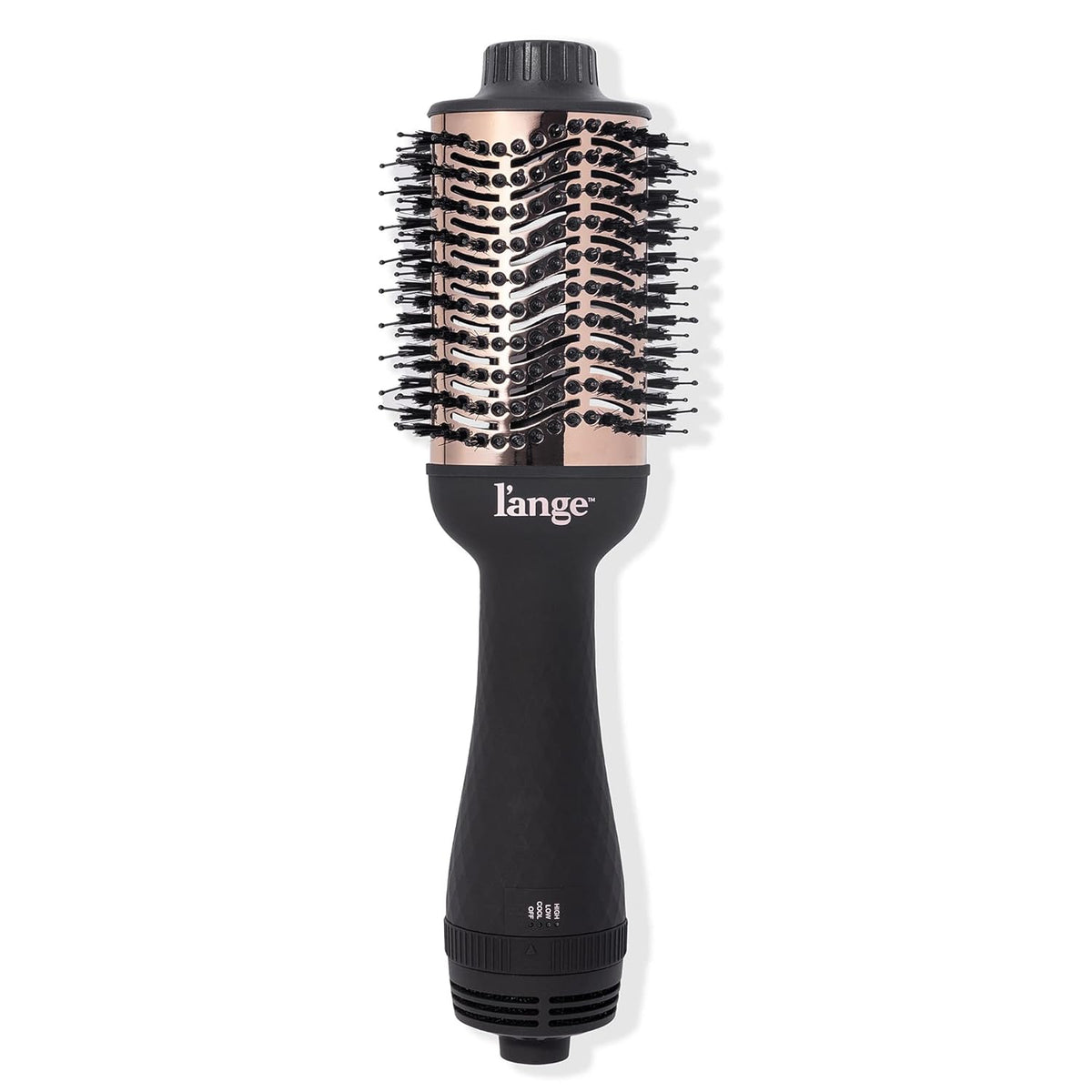 LANGE HAIR Le Volume 2-in-1 Titanium Brush Dryer, 75MM Hot Air Styler with Oval Barrel, Black