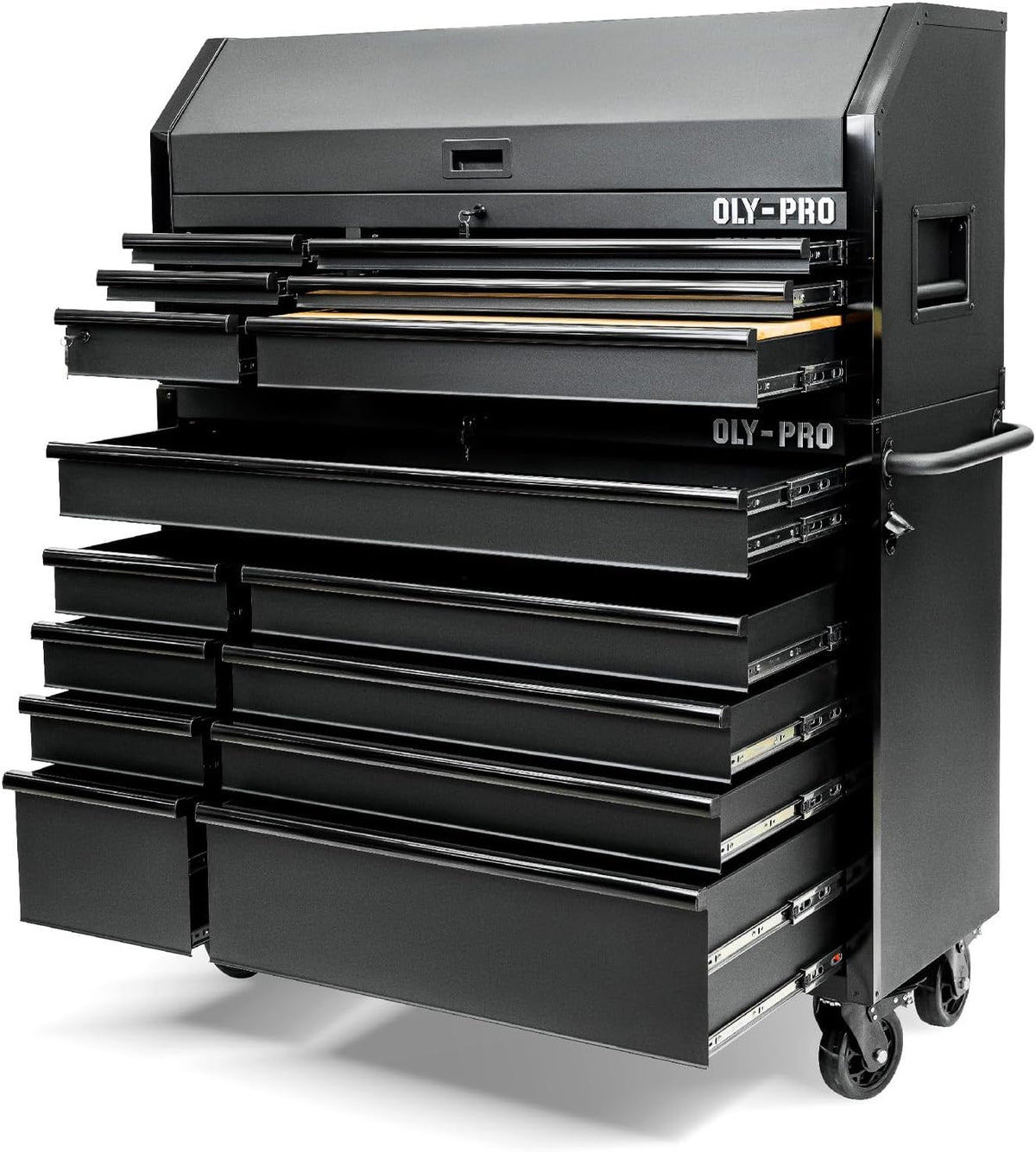 Olympia Tools Heavy-Duty 52-Inch Tool Chest and Rolling Cabinet Combo with 15 Drawers, Mechanic Organizer for Garage or Workshop, Black