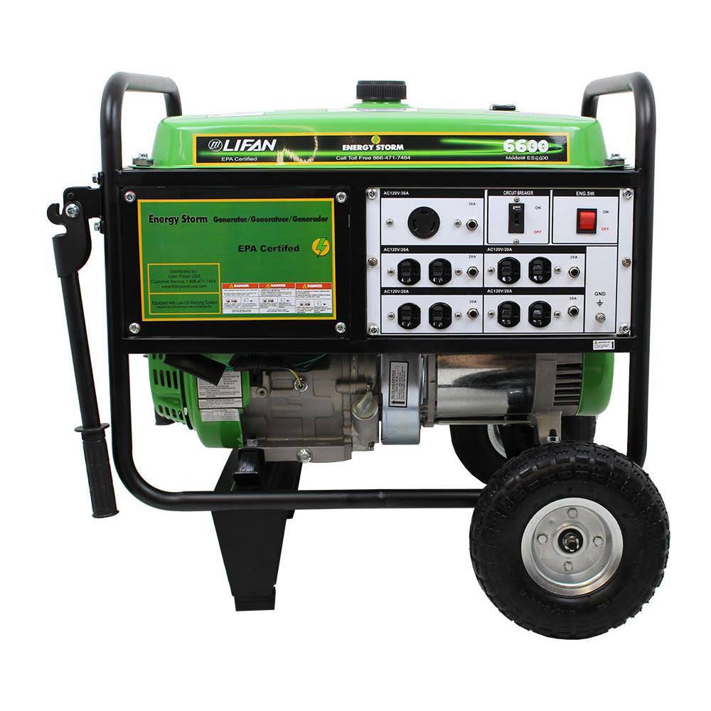 Lifan ES6600 Energy Storm Portable Generator, 6,600W Gasoline Power with Recoil Start