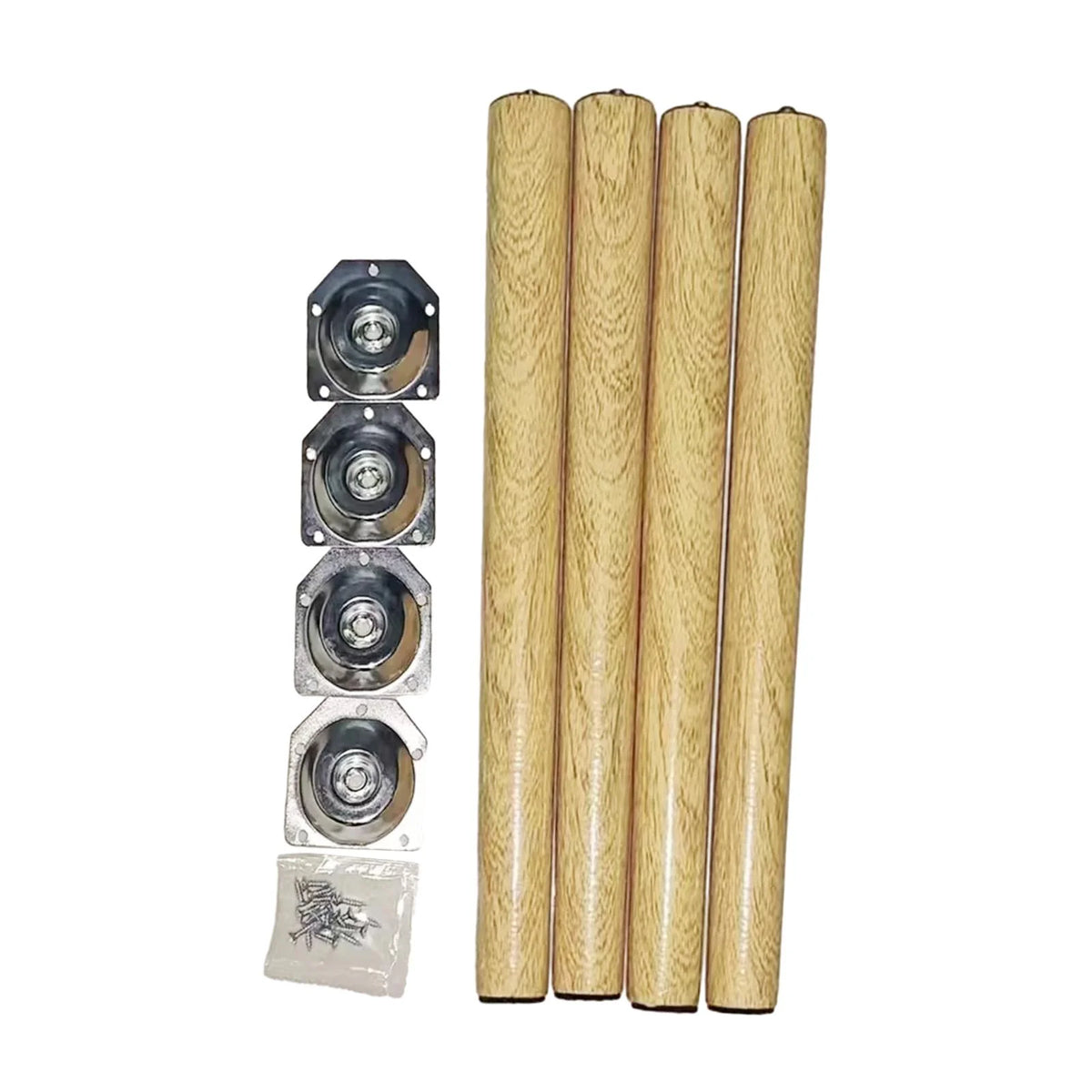 4-Piece Replacement Furniture Legs in Durable Wood with Anti-Slip Feet, 50cm Table and Desk Legs for Couches, Nightstands and Dressers