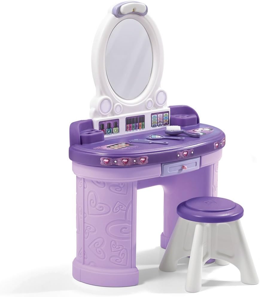 Step2 Pretty & Posh Kids Pretend-Play Vanity Set with Stool, Purple