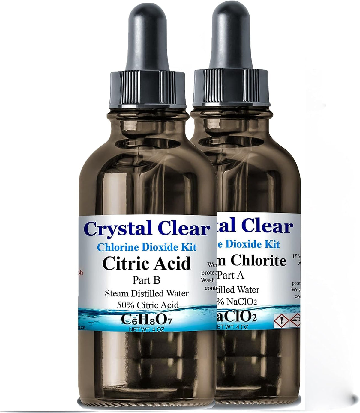 Family Health Products Chlorine Dioxide Kit with 1:1 Citric Acid and Sodium Solution, 2-Part 8-Ounce Set, Pack of 2