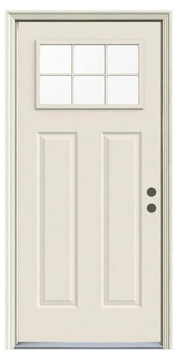 JELD-WEN 32 in. x 80 in. Primed Steel Craftsman Front Door with 6 Lite Glass, Left-Hand Inswing Prehung Design