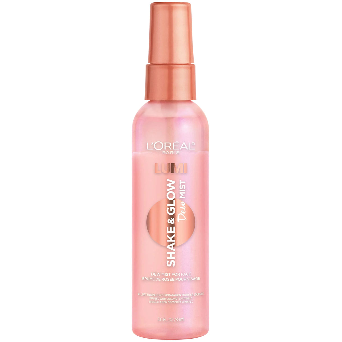 LOréal Paris Lumi Shake & Glow Dew Mist, 3 Fl oz Hydrating Face Spray for Makeup Prep and Setting