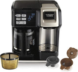 Hamilton Beach FlexBrew Trio Coffee Maker with 2-Way Single-Serve Brewing and Full 12c Pot, Compatible with K-Cup Pods or Grounds, Black and Stainless