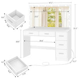 Makeup Vanity Desk with Mirror, 10 Lights, 5 Drawers and 3 Storage Shelves, Dressing Table with 3 Color Modes and Adjustable Brightness, 35.4-Inch, Black