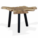 Dcenta Living Room Coffee Table with Genuine Teak Woodtop and Steel Legs, 31.4 x 27.5 x 14.9 Inches
