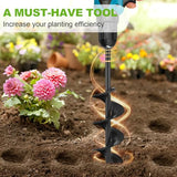 2 x 14.5-Inch Garden Auger Drill Bit with 3/8-Inch Hex Drive, Spiral Earth Post Hole Digger for Bulbs, Flowers and Bedding Planting
