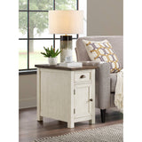 Cream White and Brown Chairside Table from Martin Svensson Home, Monterey Collection