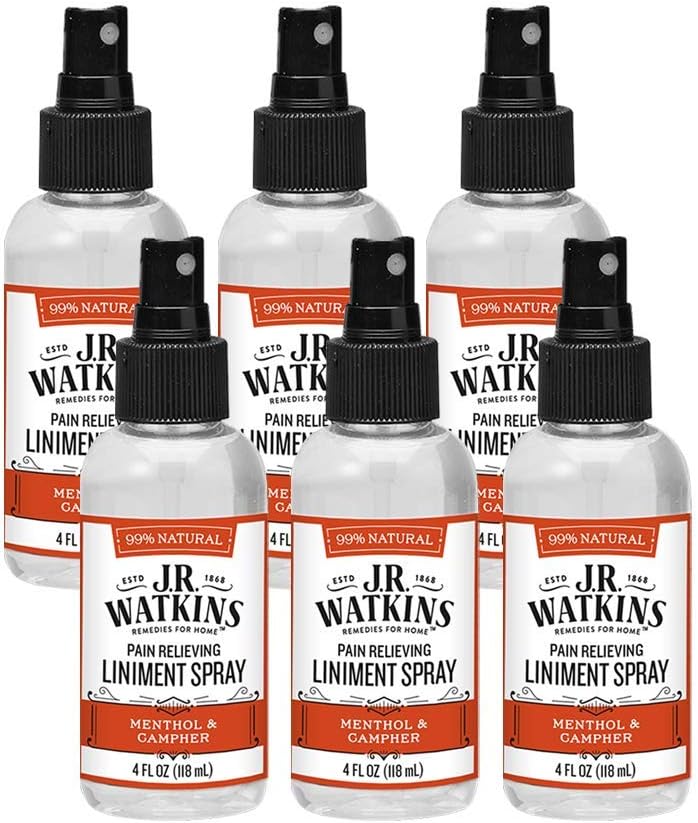 J.R. Watkins Original Pain Relieving Liniment Misting Spray, Fast-Acting Muscle Reliever for Arthritis Aches & Pains, 4 fl oz, 6 Pack