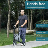 ELENKER Compact 3-Wheel Rollator Walker with 10?? Wheels, Narrow Folding Design for Small Spaces, Travel Mobility Aid for Seniors, Blue