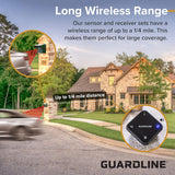 Guardline Wireless Driveway Alarm System with 4 Weatherproof Motion Detectors, 1 Receiver and 1/4 Mile Range for Outdoor Home and Property Security