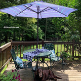 Abba Patio 9-Feet Turquoise Striped Market Umbrella with Push Button Tilt and Crank