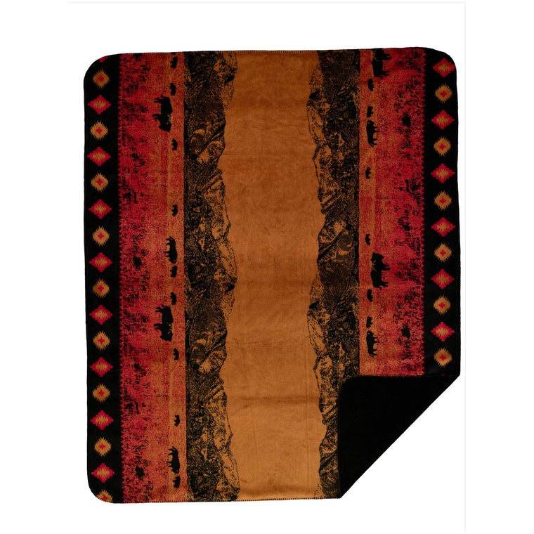 Denali Throws Roaming Buffalo Double-Sided Throw Blanket, Black