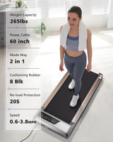 Naipo 2.5HP Walking Pad Treadmill for Home Use with LCD Display, Portable Wheels and 265 lb Maximum Capacity