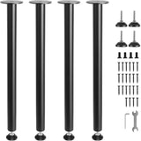 SKYSHALO Set of 4 Black Adjustable Solid Steel Desk Legs for Office Tables and Furniture, 28-Inch