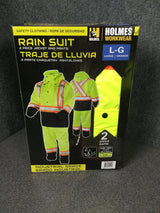 Holmes Hi-Vis Industrial-Grade Rain Suit, 2-Piece Set, Large