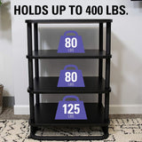 Sanus Heavy-Duty AV Media Stand with Built-In Cable Management, Adjustable Feet and 400lb Component Capacity; Includes All Hardware for a Simple 15-Minute Installation