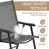 Yaheetech Set of 4 Outdoor Folding Dining Chairs with Armrests, Metal Frame & Backrest for Lawn, Garden, Yard or Poolside, Black