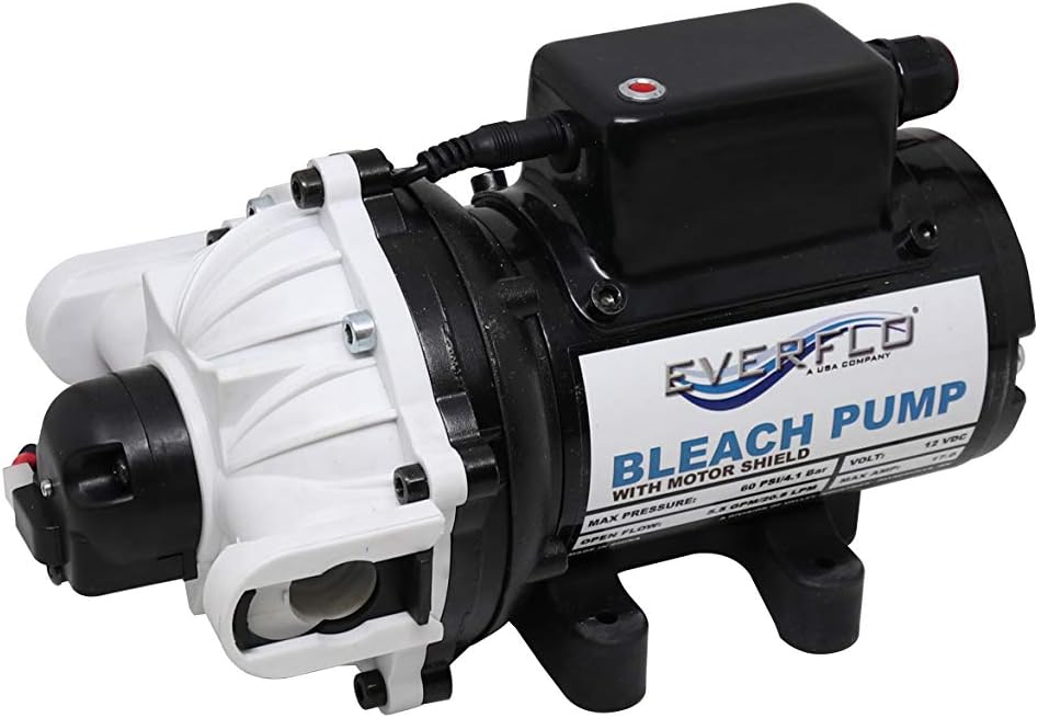 Everflo EFSW5500-BOX 12V Diaphragm Pump for Soft Wash Applications, 5.5GPM with 60 PSI Max, QA Ports, Black