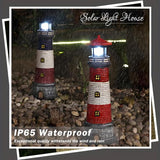 Solar-Powered Rotating Lighthouse Garden Statue with Automatic Waterproof Lights, Red Lawn and Patio Decoration for Yard, Ground or Tabletop, Housewarming Gift