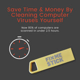 FixMeStick Gold Virus Removal Tool for Windows PCs, Unlimited 1-Year Use on Up to 3 Laptops or Desktops, Compatible with Your Antivirus