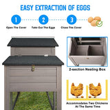 Two-Story Wooden Chicken Coop and Rabbit Hutch with Outdoor Run, Nesting Box, Ramp and Deep No-Leak Pull-Out Tray, Indoor or Outdoor Cage for Chicks and Bunnies, Black