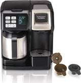 Hamilton Beach FlexBrew Trio Coffee Maker with 2-Way Single-Serve Brewing and Full 12c Pot, Compatible with K-Cup Pods or Grounds, Black and Stainless