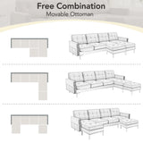Soges Gray U-Shaped Sectional Sofa with Convertible 5-Seater Design and Ottoman, Living Room Couch Measuring 110×54