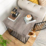 HOOBRO Decorative Dog Crate Furniture with Drawer, Indoor End-Table Kennel for Small Dogs Featuring a Steel-Tube, Chew-Proof Cage, Greige BG01GW03