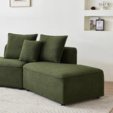Oversized L-Shaped Sectional Sofa with Chaise Lounge, Upholstered Living Room Couch Featuring 3 Back Pillows and 2 Throw Pillows, Orange