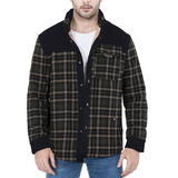 Mens Winter Plaid Jacket with Warm Sherpa Lining