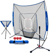 PowerNet 7×7 DLX Baseball and Softball Practice Net Set with Deluxe Tee, Ball Caddy, Weighted Balls, and Strike Zone