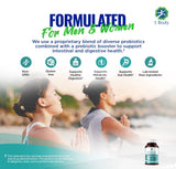 1 Body Probiotic Supplement, 2 Bottles with 30 Billion CFU, Prebiotics and 120 Acid-Resistant Vegan Capsules for Men and Women, Formulated to Promote Gut Health and Support the Immune System