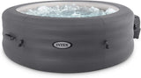 Intex Simple Spa 28481E Inflatable Round Hot Tub, 77in x 26in 4-Person Outdoor Spa with 100 Bubble Jets, Filter Pump, Cover, and Gray Finish