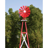 Outdoor Water Solutions 12-Foot Backyard Windmill with Red and White Powder-Coated Finish