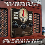 Victrola The Quincy 6-in-1 Bluetooth Record Player & Multimedia Center with 3-Speed Turntable, CD & Cassette Player, AM/FM Radio, Built-In Speakers and Wireless Music Streaming, Natural
