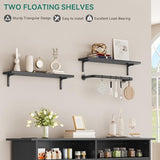 YITAHOME 47-Inch Farmhouse Buffet Cabinet with Power Outlet and Floating Shelves, Multi-Functional Kitchen and Living Room Storage Sideboard, Rustic Brown