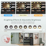 Makeup Vanity Desk with Mirror, 10 Lights, 5 Drawers and 3 Storage Shelves, Dressing Table with 3 Color Modes and Adjustable Brightness, 35.4-Inch, Black