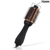 LANGE HAIR Le Volume 2-in-1 Titanium Brush Dryer, 75MM Hot Air Styler with Oval Barrel, Black