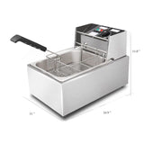 2.5-Gallon 1600W Stainless Steel Countertop Deep Fryer, Large-Capacity Commercial Single-Chamber