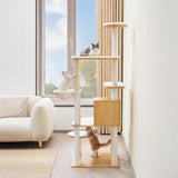 VEVOR 55.12-Inch Cat Tower with Enclosed Litter Box, Multi-Level Condo Design, Perches, Sisal Scratching Posts, and Hammock for Indoor Cats