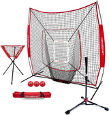 PowerNet 7×7 DLX Baseball and Softball Practice Net Set with Deluxe Tee, Ball Caddy, Weighted Balls, and Strike Zone