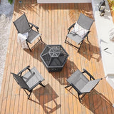 Yaheetech Set of 4 Outdoor Folding Dining Chairs with Armrests, Metal Frame & Backrest for Lawn, Garden, Yard or Poolside, Black