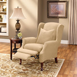 SureFit Home Décor SF38684 Stretch Pique Slipcover for Recliner Wingback Chairs, Two-Piece Form-Fit Design, Polyester/Spandex, Machine Washable, Cream