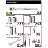 Husky H290MTS Mechanics Tool Collection with 290 Pieces