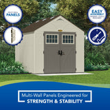 Suncast 8 x 10 ft. Outdoor Storage Shed with Metal and Resin Construction, Vanilla Finish