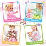 25-Piece Baby Doll Care Playset with 14 Doll Toys, Cradle, High Chair, Milk Bottle, Pacifier and Diaper for Girls and Boys Ages 3, 4, 5, 6+